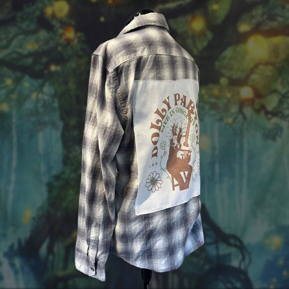 Upcycled Dolly Parton Overshirt | Wrangler Size L | One-of-a-Kind Country Rework - Picture 3 of 5